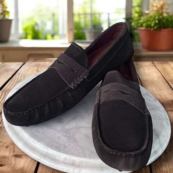 Massimo Matteo Leather Nubuck Suede Penny Driver Slip On main image 7